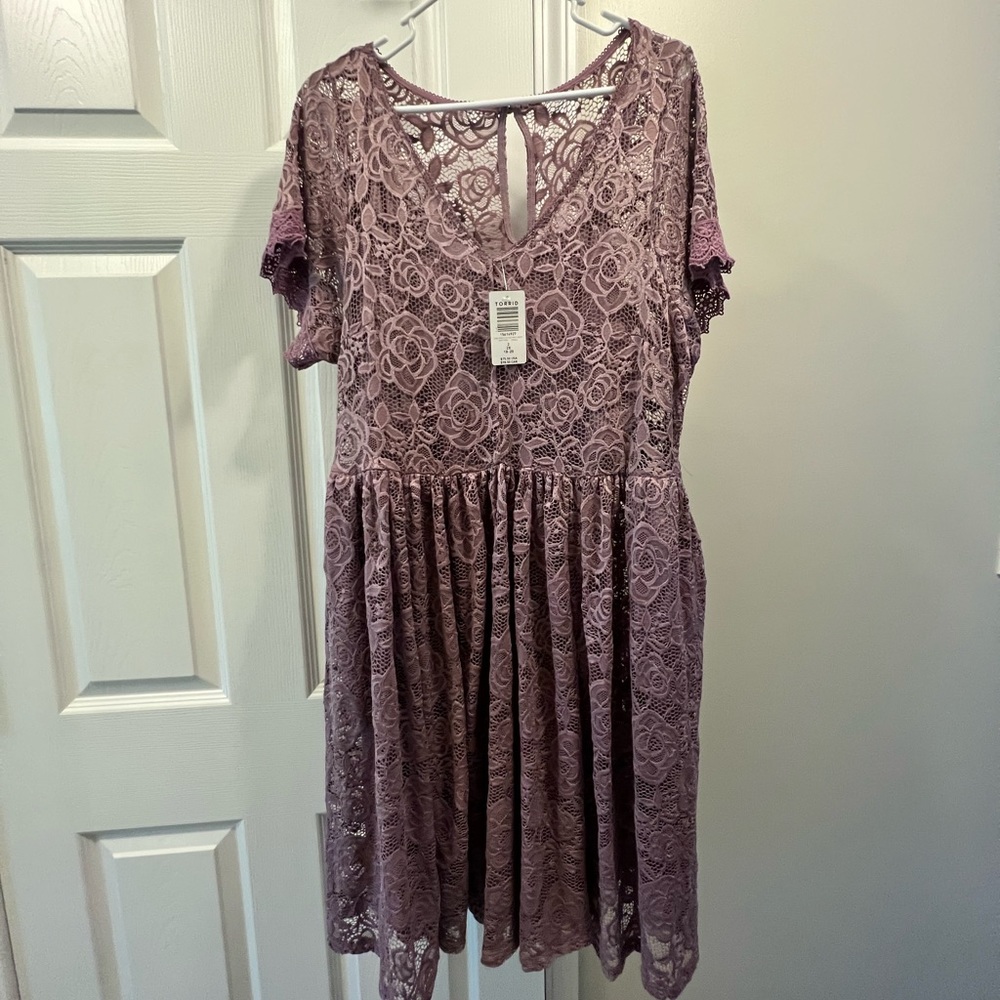 V-neck Lace Skater Dress